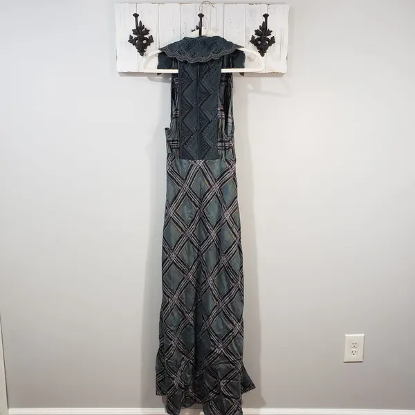 Free People Lana Printed Midi Dress Womens 6 Green Embroidered Boho Maxi Dress - Image 2