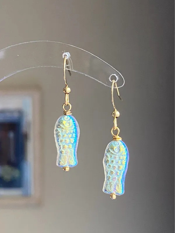 Handmade quality Czech glass beads fish unique dangle earrings⭐️🐟💕 - Image 2