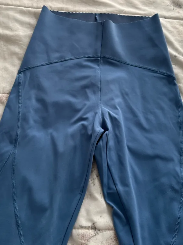 Oysho Sport Comfortlux deep blue High-Waist lettuce hem Performance Leggings, XS - Image 8