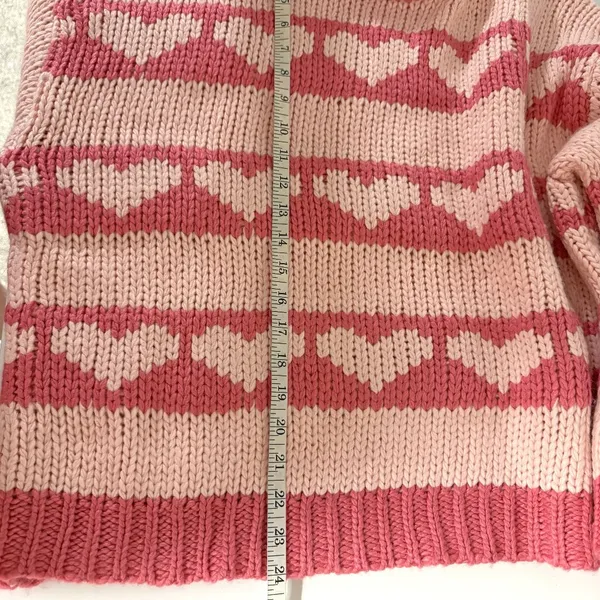 BaeVely Heart Knit Sweater Pink Size M - Image 10