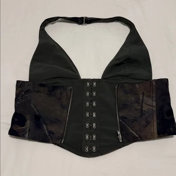 White Fox Throw It Away Woodland Camo Halter Bustier Corset Top Small - Image 13