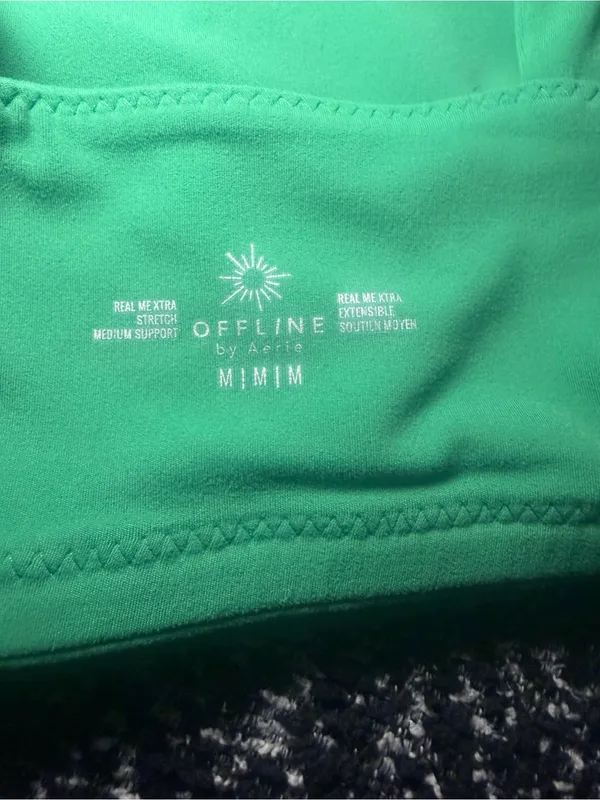 Offline x Aerie Real Me Xtra Stretch Med. Support Green Crop/ Sports Bra Medium - Image 7