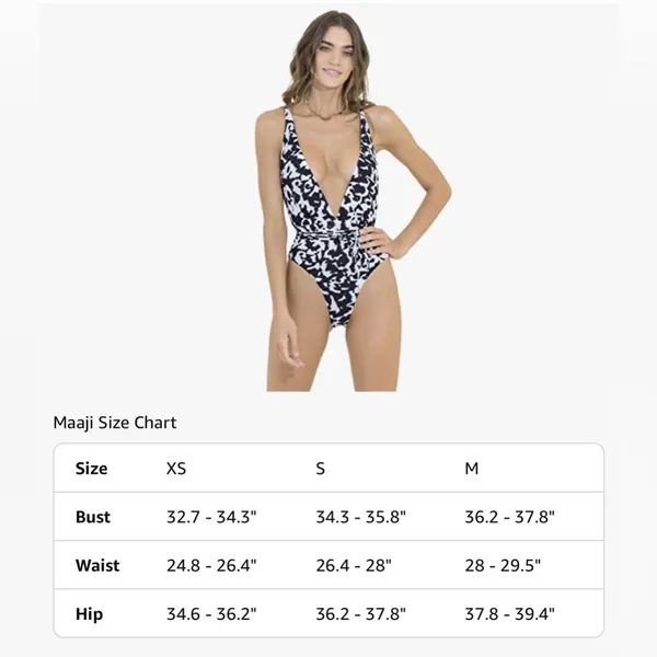 New! MAAJI Spot Butterfly Safari Plunge One Piece Reversible‎ Black White Medium - Image 12