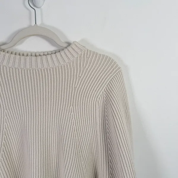 Lululemon Cotton Blend Crewneck Ribbed Sweater Bone Chunky Casual Womens Medium - Image 3