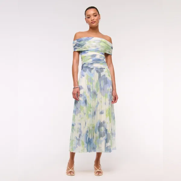 Abercrombie & Fitch Giselle Drop-Waist Mesh Maxi Dress XSP - Image 3