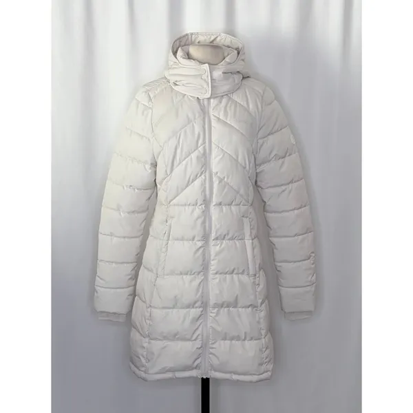 BENCH Long Hooded Puffer Coat Removable Hood Pockets‎ Minimalist Quilted X-Small - Image 2