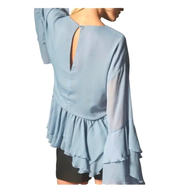 Anthropologie Long Sleeve Ruffle Tunic Size L Feminine Flowy Blouse Fairy - Image 4
