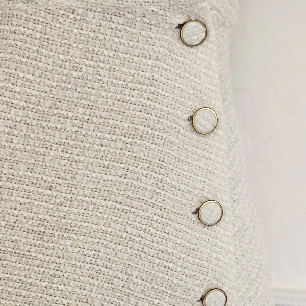 ZARA Womens White Tweed Scoop Neck Button Mini Dress Preppy Structured Chic Sz M - Image 12