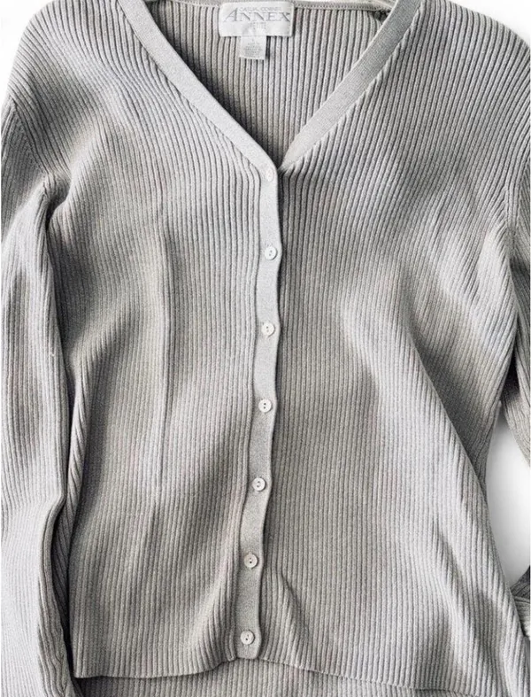 NWT casual corner annex shimmering light gray cardigan - Image 2