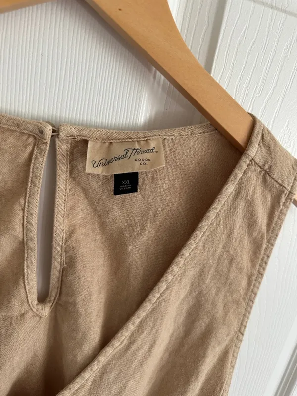 Sleeveless Universal Thread V-Neck Wide-Leg Jumpsuit in Tan - Image 4