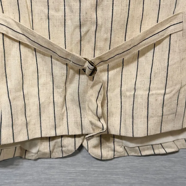 Thread & Supply Women Oatmeal Black Pinstripe Linen Blend Button Front Vest L - Image 3