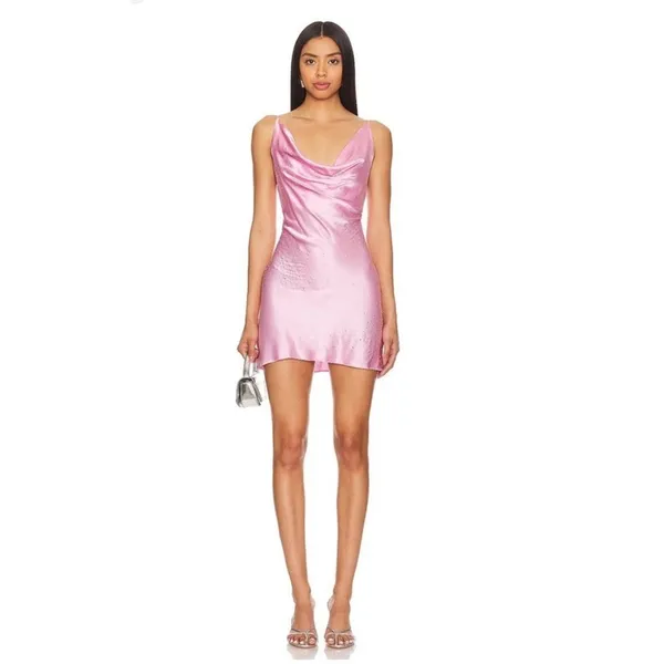 NBD revolve cowl neck mini dress red size small Stretchy - Image 2