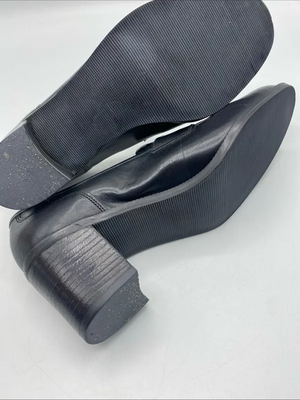 Vintage Womens Black Leather Heeled Loafers 7.5 Nine West Preppy Y2K - Image 5
