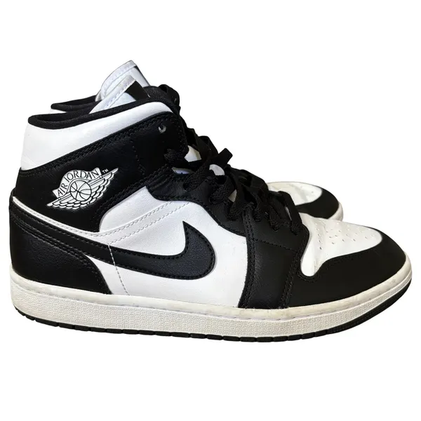 Nike Air Jordan 1‎ Mid Shoes Women's Sz 9.5 White Black Panda DV0991-101 - Image 3