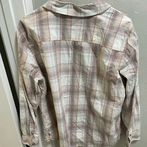 Carhartt Women’s Flannel Long Sleeve Button Down Shirt Grey & Pink Extra Large - Image 3