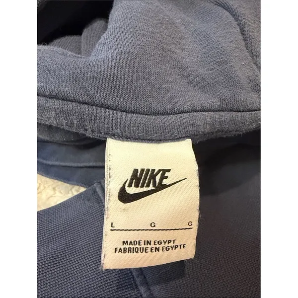 Nike Fine Athletic Goods Logo Hoodie Blue Cream Pullover Sweatshirt Size Large - Image 3