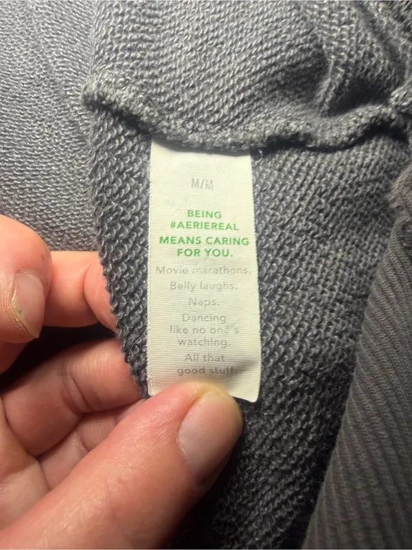Aerie Oversized Distressed Crewneck Sweatshirt Grey Medium - Image 8