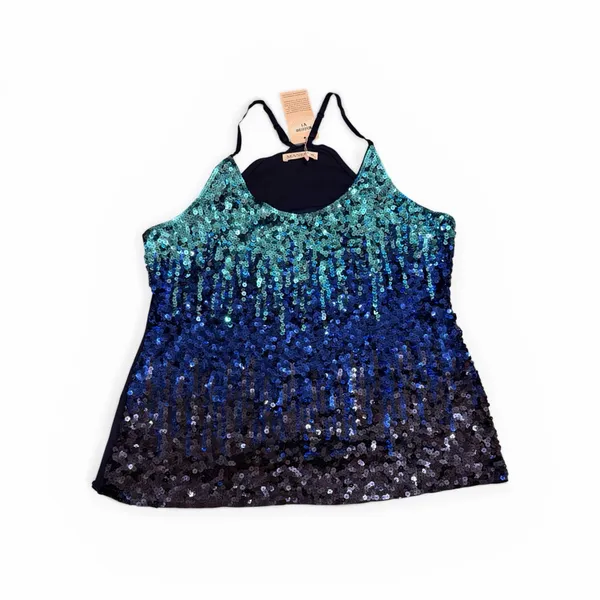 Marigold Sequin Ombre Camisole - Teal to Navy - Image 6