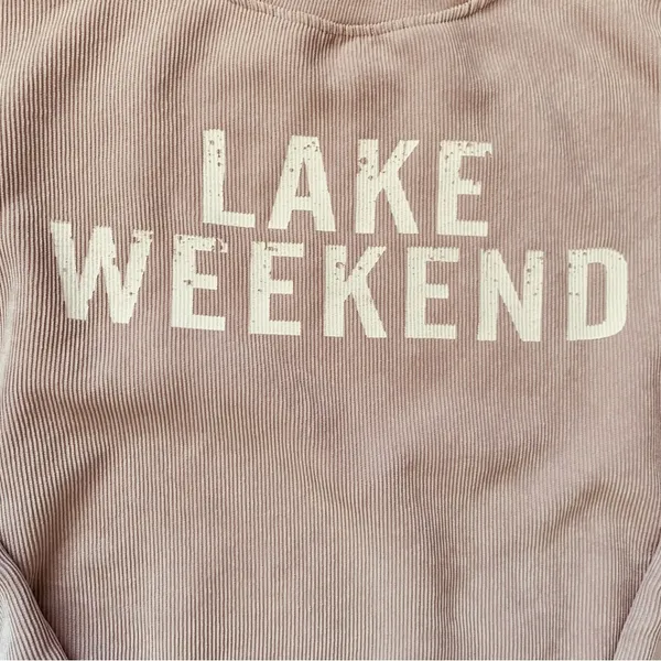 Coeur de Vague Boutique Euro-Inspired Lake Weekend Corduroy Sweatshirt | Size: M - Image 2