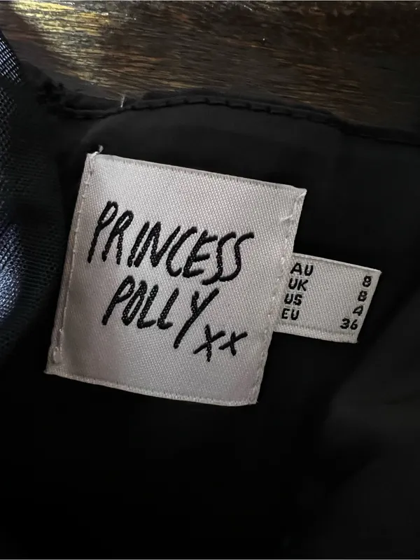 Princess Polly Rowley Black Corset Top Cropped Silky Size 4 - Image 9