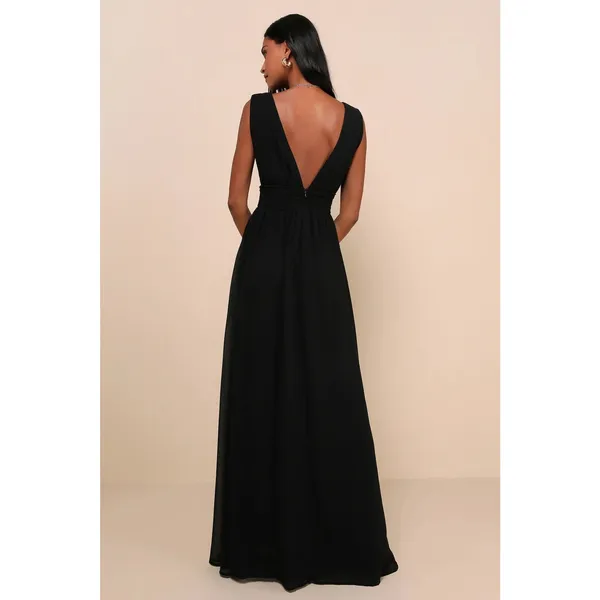 Lulus Heavenly Hues Black Maxi Dress Bridesmaid Wedding Holiday Extra Large - Image 3