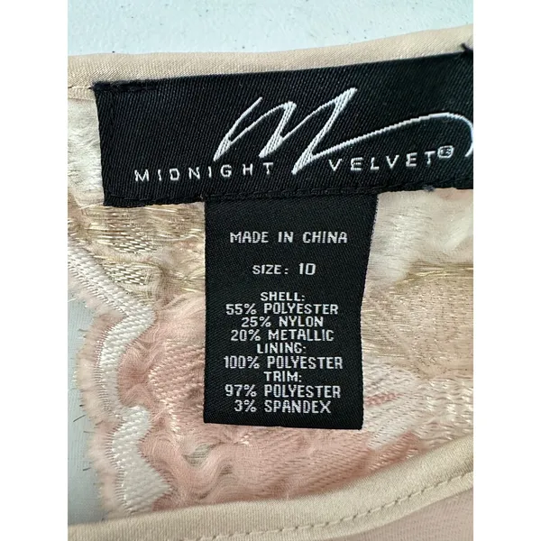 Midnight Velvet Dress 10 Pink Gold Floral Embroidered Sheath Formal Romantic - Image 6