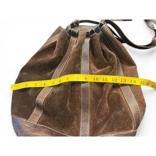 Sundance Cheval suede drawstring bucket bag purse backpack brown - Image 7