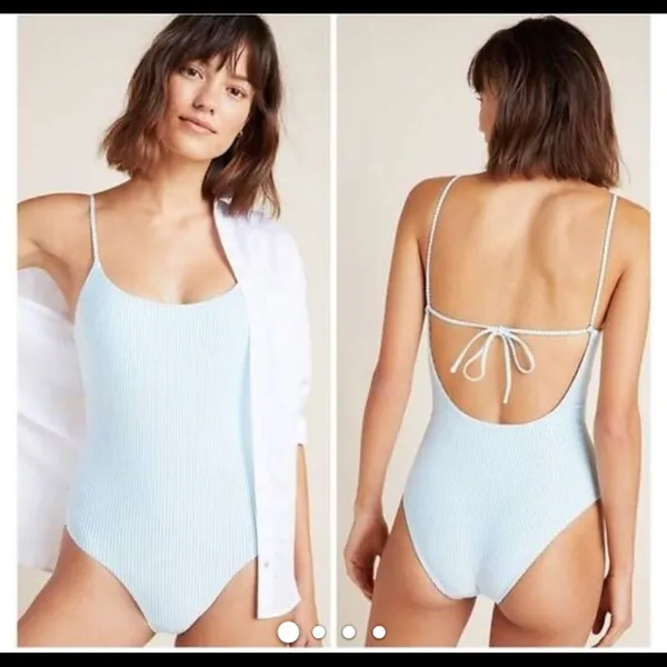NEW Onia Gabriella Blue Wave Textured Swimsuit S - Image 10