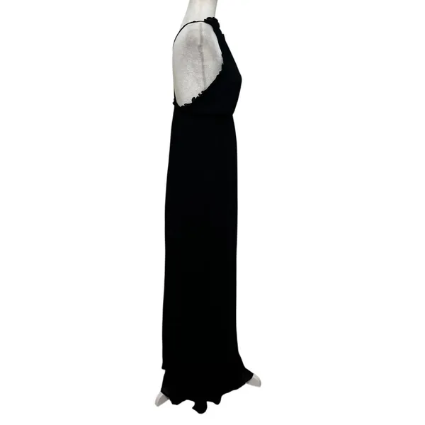 Reformation Black Halter Maxi Dress Open Back Ruffle Minimalist 90s Core Small - Image 3