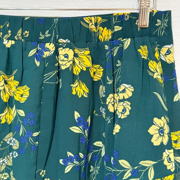 Sugarlips Green Yellow Floral Mini Skirt S2738VCI Lined Ruffle Hem Large - Image 4