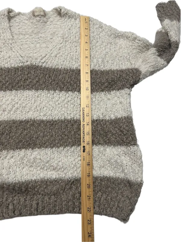 Altar'd State Cream & Taupe Striped V-Neck Sweater - Image 8