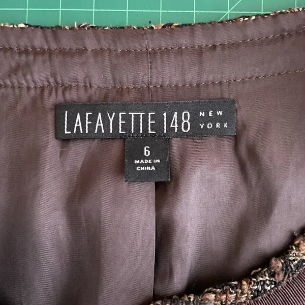 LAFAYETTE 148 Women 6 Brown Tweed Zip Up Blazer Suit Jacket Business Career - Image 9
