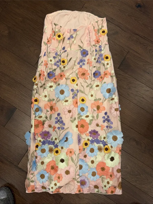 VICI Cassie Strapless Floral Embroidered Midi Dress Large NWT - C39-311 - Image 10