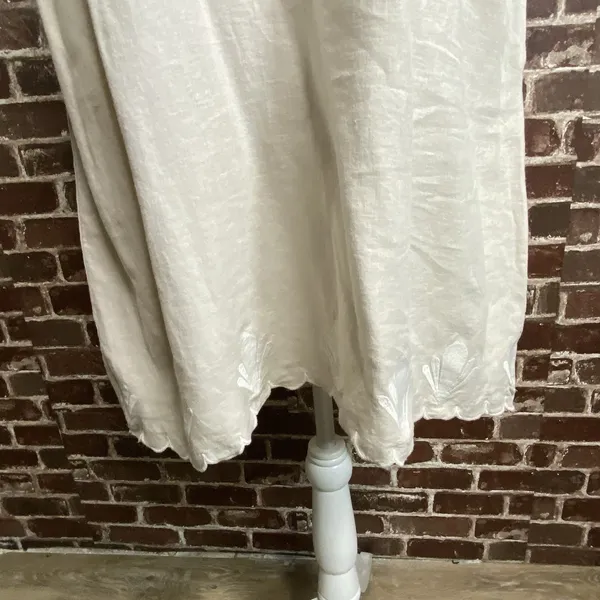 Calypso St Barth Midi Sleeveless Dress Cream Embroidered Linen Blend Pockets S - Image 4
