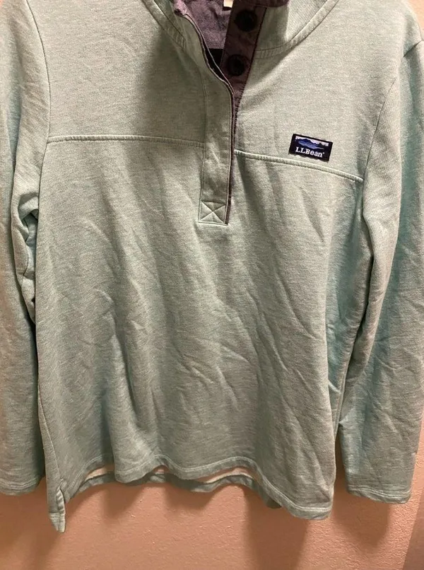 LL Bean Women’s Soft Cotton Rugby Pullover in Aqua. - Image 6