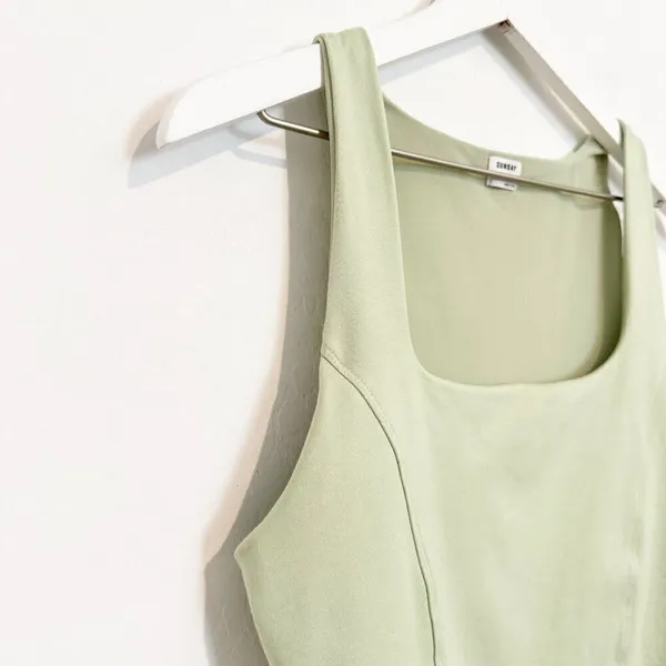 Aritzia Sunday Best Jagger Top‎ Size Large Green Corset Ponte Cropped Clean Girl - Image 4