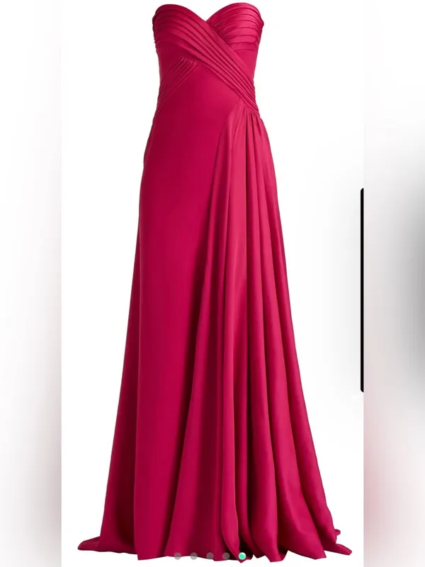 NEW Tadashi Shoji Cassera Strapless New Fuchsia Pink Draped Strapless Gown Sz 2 - Image 5