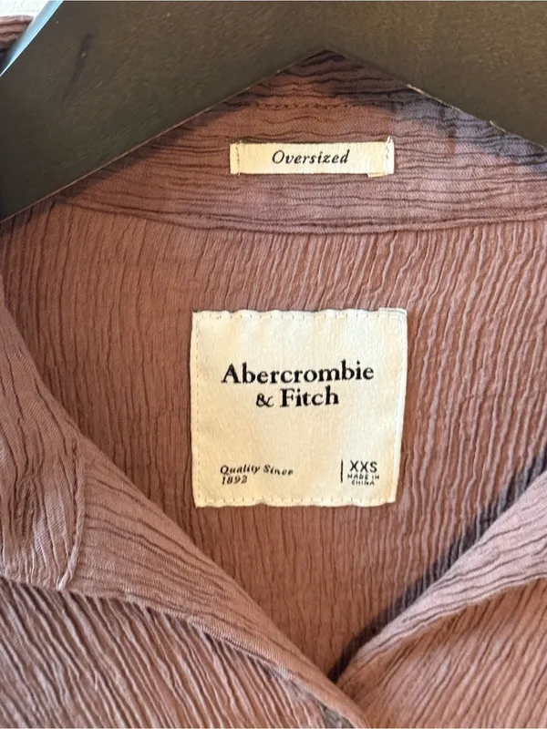 Abercrombie & Fitch Brown Gauze Button Up Long Sleeve - Image 4