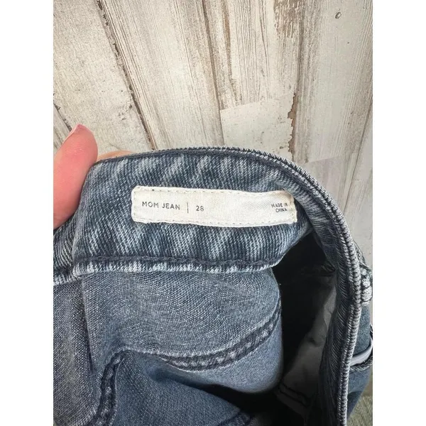 Pacsun Blue High-waisted Frayed Hem Classic Mom Jeans Size 28 100% Cotton - Image 10