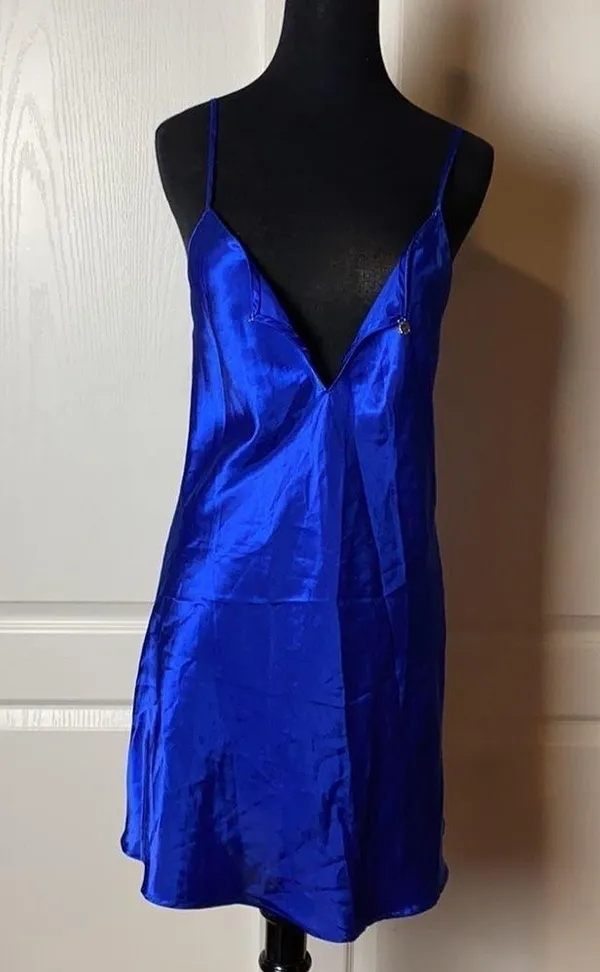 Blue Satin Lingerie Slip Dress - Image 2
