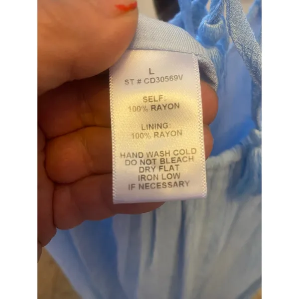 Women A Peach Light Blue Cutout Halter Maxi DressL - Image 3