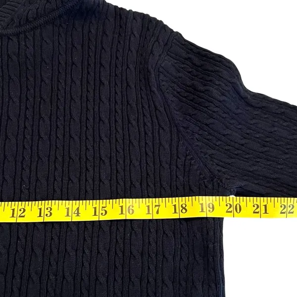 Lauren Ralph Lauren Womens Cable Knit Hooded Sweater Sz XL Navy Preppy Old Money - Image 3