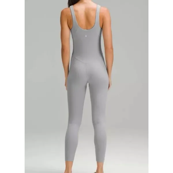 Lululemon SZ 14 Align Bodysuit 25" Shelf Bra Wicking Stretch Capris Rhino Gray - Image 2