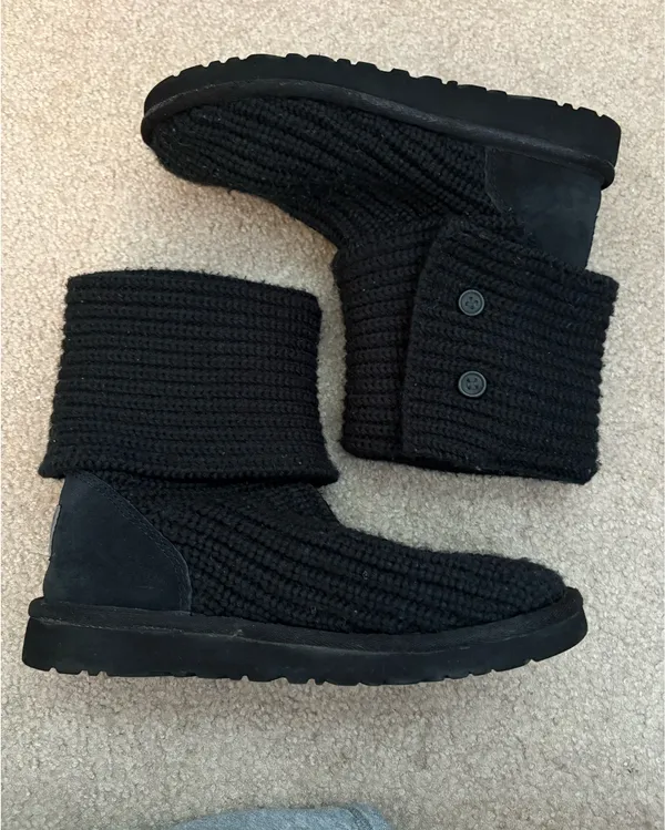 Black Knit UGG Boots - Image 3