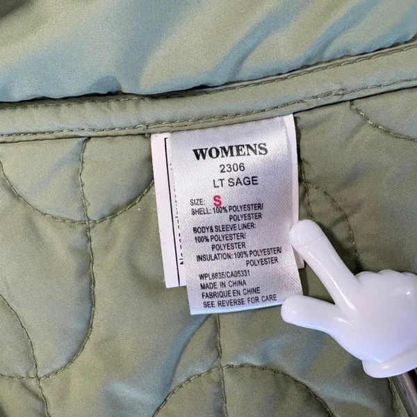 Woolrich Quilted‎ Light Sage Jacket Women Small Snap Button Coat Outdoor Winter - Image 7