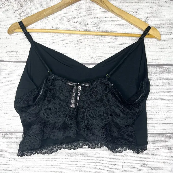Victoria’s Secret Black Lace Trim Modal Cropped Cami Size XL - Image 7