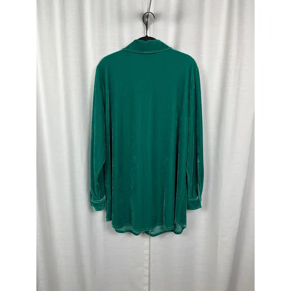 Soft Surroundings Green Velvet Button Up Blouse Sz.L - Image 12
