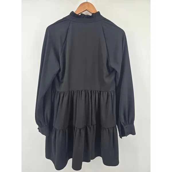 Amanda‎ Uprichard Dress Womens M Saffron Black Tiered Ruffle Long Sleeve EUC - Image 3