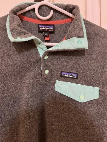 Patagonia Synchilla Snap-T Fleece Pullover Jacket Logo Gray Teal Women’s Size XS - Image 3