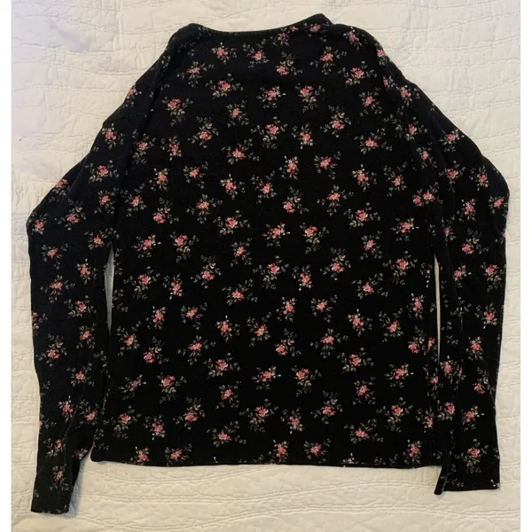 Lauren Ralph Lauren Women's XS Black Floral Top Cotton Viscose - Image 3